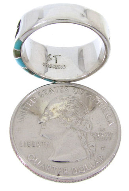 Southwest Turquoise Inlay Jewelry Ring Size 5-3/4 YS68275